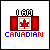 Pixelated icon with red maple leaf in center, flanked by vertical red bars on a white background, topped with black 'OCA' text and bottomed with blue-and-red 'CANADIAN' lettering.