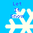 Blue background with four white snowflakes and blue text reading 'Let It Snow' above each snowflake, showing animation changes in snowflake shapes and text positioning.