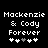 Black background with white pixelated text reading "Mackenzie & Cody Forever" and five heart symbols below, where the third heart is gray in one frame and white in another.