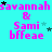 Cyan background with repeated pink text 'savannah & Sami bffeae' and scattered black/turquoise stars, static image.