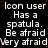 Static digital image with repeated text and red dots on black background, featuring 'icon user Has a spatula. Be afraid Very afraid' in white pixelated font.