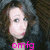 A pixelated image of a person with brown hair and dark clothing, featuring pink text overlays in different positions across three views.