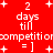 Red background with white pixelated text and symbols showing countdown elements, including 'days till' phrases and partial words like 'competiti'.