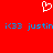 Red background with white pixelated heart symbol above blue text reading 'i<33 justin i<33 justin' in two repeated segments.
