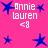 Pixelated pink background with blue stars and repeated white text "Annie lauren <8" in four clusters.