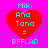 Four identical pixelated red hearts on bright pink background with cyan text reading "Miki And Tana = EFFLAD" above and below each heart.