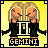 Pixel art contact sheet showing two frames of a Gemini zodiac-themed animated buddy icon with identical characters and symbols across both frames.