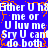 Blue background with white pixelated text repeating phrases like 'Either U hug me or U luv me' and 'Sry U cant do both', surrounded by orange static-like artifacts.