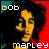 Animated contact sheet of Bob Marley icon frames with red and teal background, yellow face, black hair, and text labels 'bob' and 'marley'.