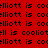 Red background with repeated black text 'elliott is coelliott is co' and green highlighted sections, no visible animation changes.