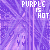 Pixelated purple background with repeated 'PURPLE IS HOT' text and ghost-like figures in a pattern