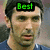 A four- shows a man in a blue sports jersey with text overlays: 'Best' (green), 'Goalkeeper', and 'Ever!' (red) appear sequentially