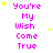 Pixelated text 'You're My Wish Come True' in pink with yellow stars on white background, repeated across four