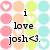 Pixelated icon with pastel circles and text reading 'i love josh<3.' in black block letters.