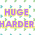 Pixelated text phrases in bold colors with heart symbols and small floral patterns on a white background.