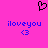 Pixelated heart symbol above two identical text phrases with a small icon below each, all on bright pink background.