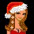 A 3x2 contact sheet of pixel art frames showing a Santa-themed animated icon with a woman in red attire, flames, and text elements.