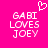 Pixelated text 'GABI LOVES JOEY' in white on bright pink background with a pixel heart above the first word, two identical versions side-by-side.