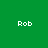 Green background with four white pixelated 'Rob' text elements arranged in a