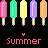 A contact sheet of 7 animated frames showing a sequence of colorful popsicle icons with the word 'Summer' displayed beneath each frame on a black background.
