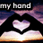 Animated sequence showing three hand-formed heart shapes with text labels over a sunset sky background.