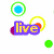 Animated icon with four distinct text labels: 'live', 'laugh', 'love', and a colorful abstract pattern, each with surrounding circular elements.