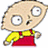 Pixelated cartoon character with wide eyes and open mouth, wearing yellow shirt and red overalls on white background.