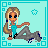 A 4x3 contact sheet of a pixel art animated icon featuring a blonde girl in blue overalls lying on gray rocks with text "I'LL WAIT FOREVER FOR YOU" appearing across frames.