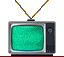 Four identical retro television sets with V-shaped antennas, silver frames, and dark gray side display static on green screens against a light gray background