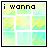 Animated contact sheet of a 5x5 grid showing sequential frames of an AIM buddy icon with evolving text over a pixelated green-blue background.