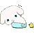 Pixelated cartoon character with light pink hair, blue eyes, and a light blue polka-dot dress holding a yellow object, shown in six sequential poses.