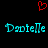 Red pixelated heart above two cyan text instances of 'Danielle' on black background.