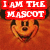 Pixelated Mickey Mouse face with red and black text overlays on orange background, showing two distinct expressions.
