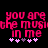 Pixelated pink text reads "you are the music in me" with five small stars below on black background.