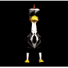 Animated character with yellow helmet and white limbs performs sequential movements against black background.