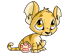 Six pixelated cartoon cat-like creatures with large eyes and striped bodies sit in various poses against a gray background.