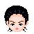 Four pixel-art faces with black hair, light skin, and brown eyebrows arranged in a on gray background