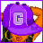 A 3x3 contact sheet of a pixelated animated buddy icon featuring a character in orange and purple attire with the text "G-UNITS HUNNIE" across multiple frames showing different poses and color variations.