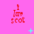 Red pixelated text 'I love scot' on pink background with cyan plus and X symbols, animated changes in symbol positions.