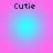 Four identical pixelated icons arranged in a , each with 'Cutie' text above a blue circular gradient on pink background