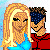Pixel art contact sheet of four animated frames showing a couple in various poses with text "I love my baby!!" on the bottom right frame.