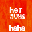 Pixelated white text on orange background with gray section; 'hot guys' and 'haha' repeated in two , some text partially obscured