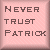 A 2x2 contact sheet of a Spongebob Squarepants-themed animated buddy icon featuring Patrick Star with text panels and a hammer prop.