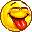 Two pixelated yellow emoji faces with closed eyes and red tongues, one showing a straight tongue, the other winking.