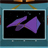Pixelated purple starship with angular wings and a central body against a black background with faint blue speckles, framed by a light blue border.