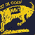Pixelated golden lion with crown, standing on hind legs, mouth open, tail curled, against dark blue background.