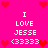A bright pink pixelated image with repeated text "I LOVE JESSE <3333" and red heart symbols arranged in a pattern