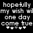 Pixelated text and symbols on a black background with repeated phrases and star-like shapes.