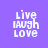 Four identical pixelated text arrangements on purple backgrounds, each with white 'Live Laugh Love' text and a solid purple bar covering part of the text.