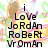 Pixelated text reads "i Love Jordan RoBeRt from An" on left and "i Love You baby" on right over colorful abstract background.